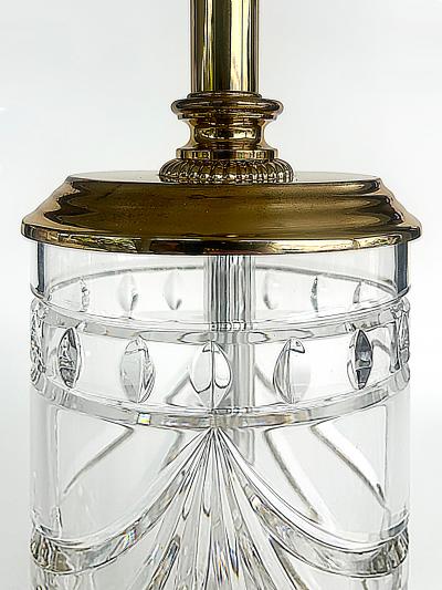 Waterford Crystal Waterford Cut Crystal Overture Lamps Polished Brass Shades Pair