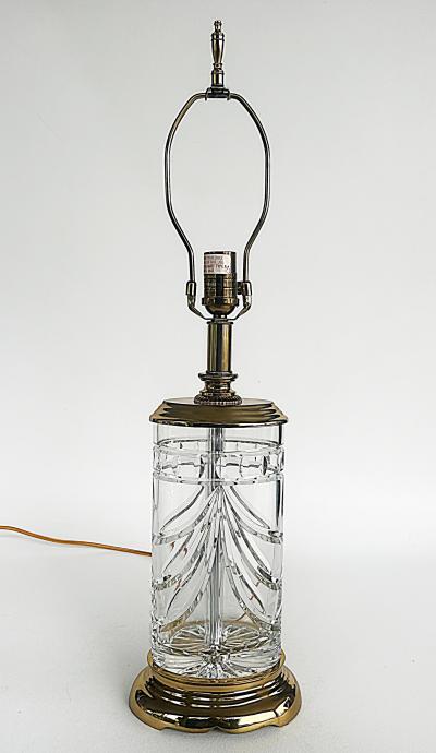 Waterford Crystal Waterford Cut Crystal Overture Lamps Polished Brass Shades Pair