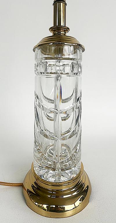 Waterford Crystal Waterford Cut Crystal Overture Lamps Polished Brass Shades Pair