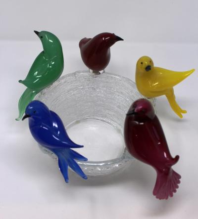 Wave Murano Glass Bird Bath by Wave Murano Glass