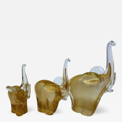 Wave Murano Glass Golden Elephants by Wave Murano Glass