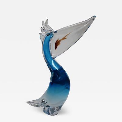 Wave Murano Glass Pelican with Fish by Wave Murano Glass