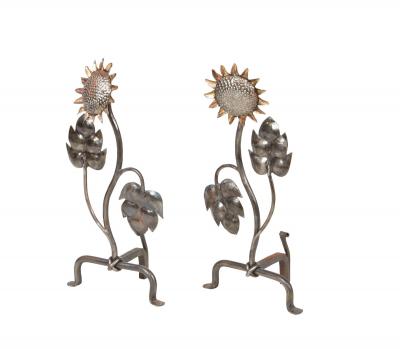 Waving Sunflower Andirons