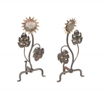 Waving Sunflower Andirons