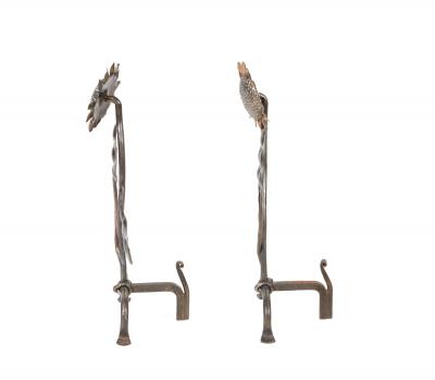 Waving Sunflower Andirons