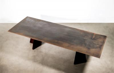 Waxed Iron and Exotic Wood Dining Table from Costantini Fierro in Stock