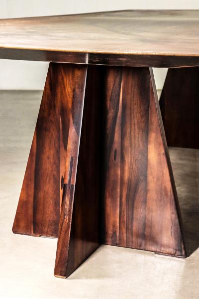 Waxed Iron and Exotic Wood Dining Table from Costantini Fierro in Stock