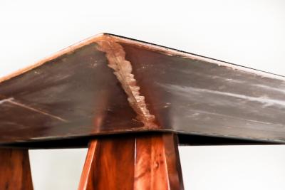 Waxed Iron and Exotic Wood Dining Table from Costantini Fierro in Stock