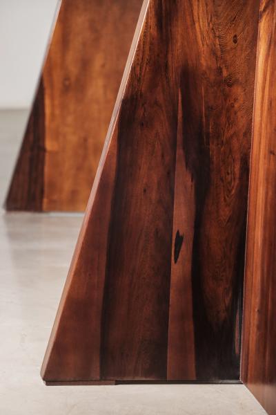 Waxed Iron and Exotic Wood Dining Table from Costantini Fierro in Stock