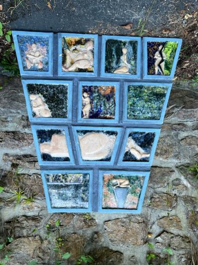 Waylande Gregory SET OF FIVE TERRACOTTA FUSED GLASS WALL SCULPTURES BY WAYLANDE DESANTIS GREGORY