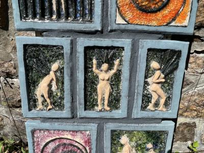 Waylande Gregory SET OF FIVE TERRACOTTA FUSED GLASS WALL SCULPTURES BY WAYLANDE DESANTIS GREGORY