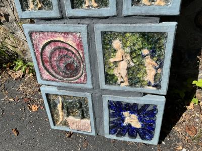 Waylande Gregory SET OF FIVE TERRACOTTA FUSED GLASS WALL SCULPTURES BY WAYLANDE DESANTIS GREGORY