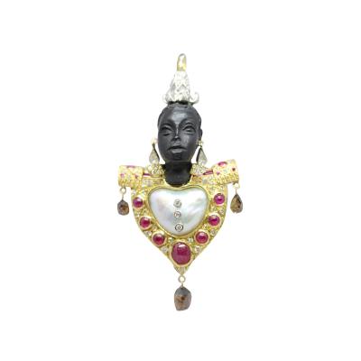 Wayne L Smith Venetian Style Blackamoor Brooch