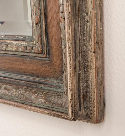 Weathered Late Victorian Carved Wood Frame Mirror Probably English