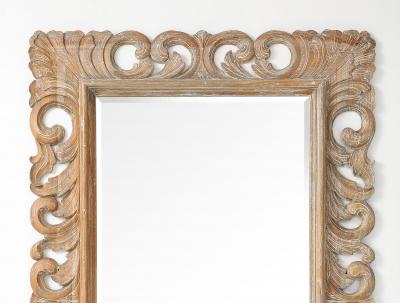 Weathered Oak Carved Floor Mirror 84x53
