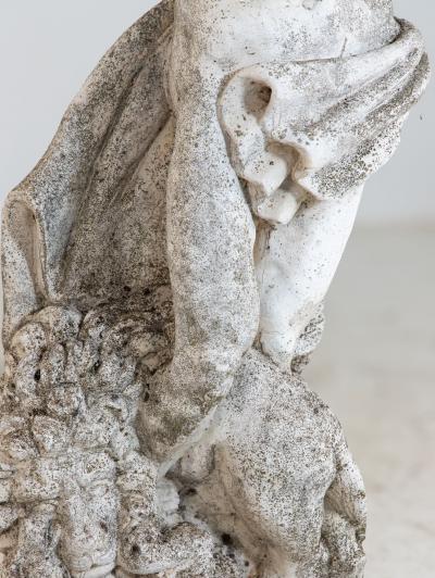 Weathered Stone Hercules Garden Statue France Mid 20th C 