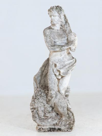 Weathered Stone Hercules Garden Statue France Mid 20th C 