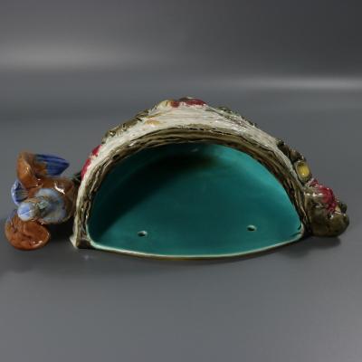 Wedgwood Majolica Bird on Nest Wall Pocket