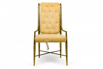 Weiman Warren Lloyd for Mastercraft Imperial Brass and Beige Chenille Armchairs