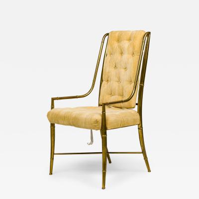Weiman Warren Lloyd for Mastercraft Imperial Brass and Beige Chenille Armchairs