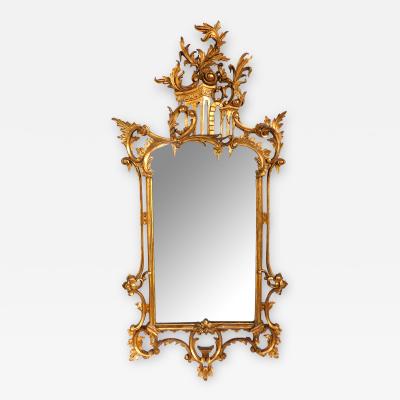 Well carved English Chippendale style giltwood mirror with bold crest