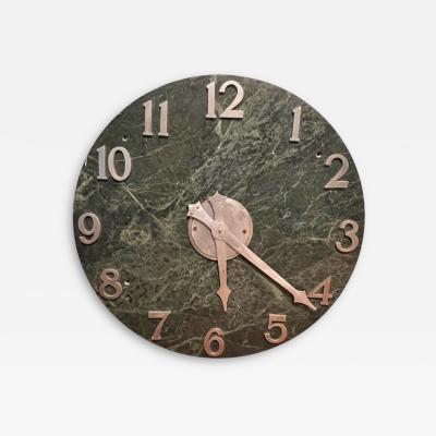 Wendell August Forge ART DECO GREEN MARBLE AND ALUMINUM WALL MOUNTED CLOCK