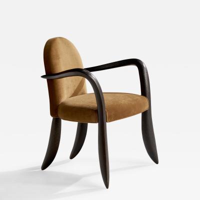 Wendell Castle Armchair with Mahogany and Velvet USA 1997