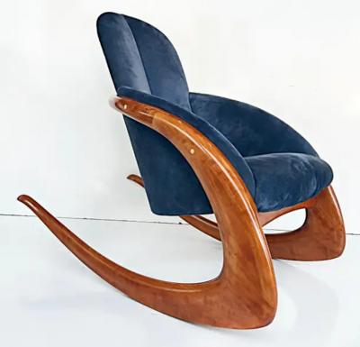 Wendell Castle Wendell Castle Crescent Moon Wood and Suede Rocking Chair