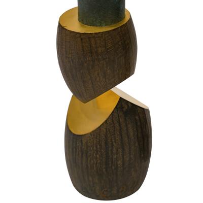 Wendell Castle Wendell Castle Rare Pair of Candle Holders with Gold Leaf 1990 Signed Dated 