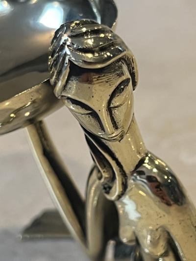Werkst tte Hagenauer ART DECO HAGENAUER BRASS NUDE WITH TAZZA SCULPTURE