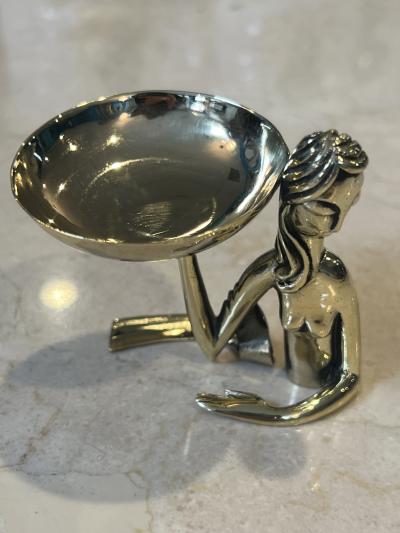 Werkst tte Hagenauer ART DECO HAGENAUER BRASS NUDE WITH TAZZA SCULPTURE