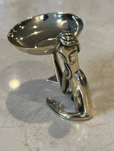 Werkst tte Hagenauer ART DECO HAGENAUER BRASS NUDE WITH TAZZA SCULPTURE
