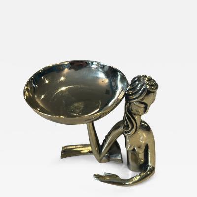 Werkst tte Hagenauer ART DECO HAGENAUER BRASS NUDE WITH TAZZA SCULPTURE