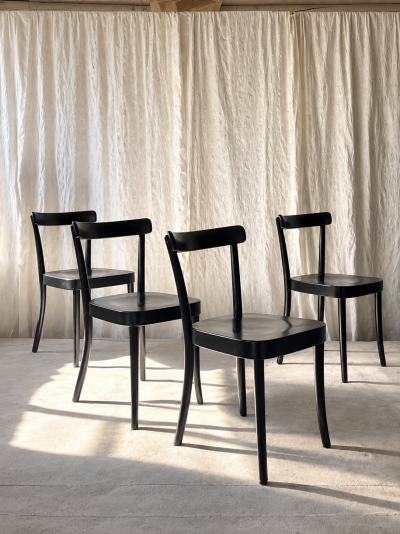 Werner Max Moser Set of Four Black Moser 1 250 Wooden Dining Chairs Werner Max Moser Design