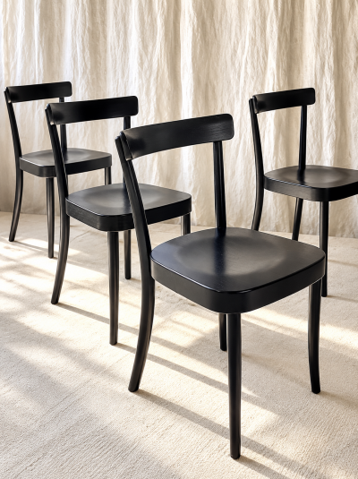 Werner Max Moser Set of Four Black Moser 1 250 Wooden Dining Chairs Werner Max Moser Design