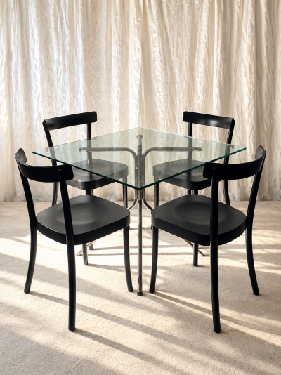 Werner Max Moser Set of Four Black Moser 1 250 Wooden Dining Chairs Werner Max Moser Design