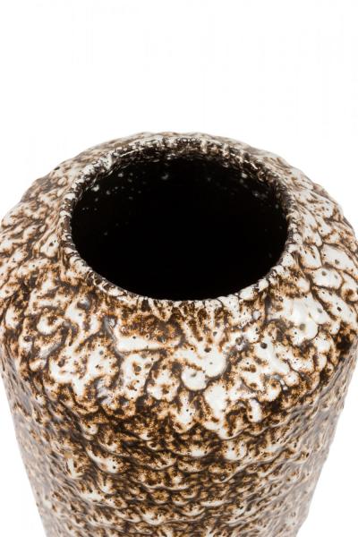 West German Mid Century Brown and Beige Bubbled Fat Lava Glazed Ceramic Vase