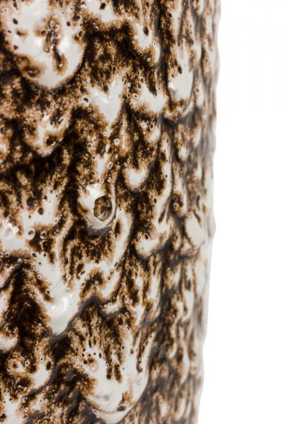 West German Mid Century Brown and Beige Bubbled Fat Lava Glazed Ceramic Vase
