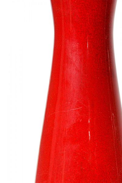 West German Mid Century Red Hourglass Form Ceramic Vase