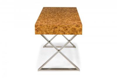 West Michigan Furniture Company American Mid Century Burl Laminate Campaign Desk