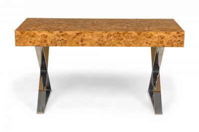 West Michigan Furniture Company American Mid Century Burl Laminate Campaign Desk