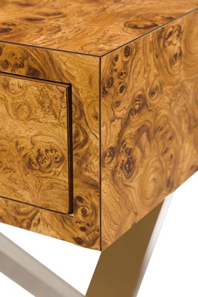 West Michigan Furniture Company American Mid Century Burl Laminate Campaign Desk