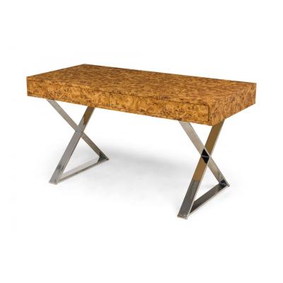 West Michigan Furniture Company American Mid Century Burl Laminate Campaign Desk