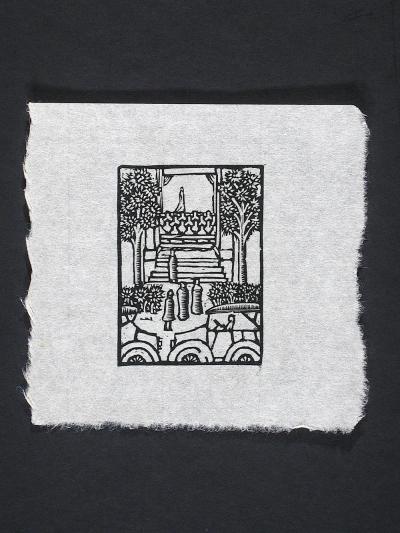 Wharton Esherick Hedgerow with Cars and People c 1924