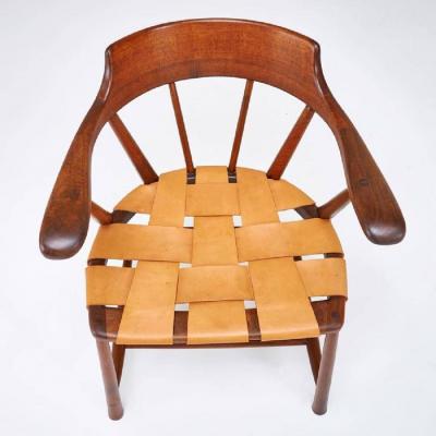Wharton Esherick Rare Pair of Walnut Captain Chair by Wharton Esherick