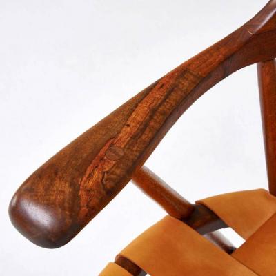 Wharton Esherick Rare Pair of Walnut Captain Chair by Wharton Esherick