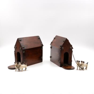 Whimsical Pair of Money Boxes with Jack Russell Doghouses English circa 1900 