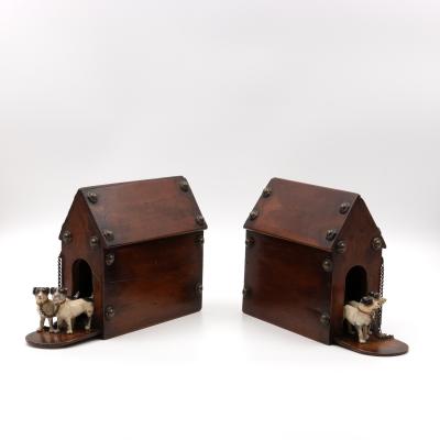 Whimsical Pair of Money Boxes with Jack Russell Doghouses English circa 1900 