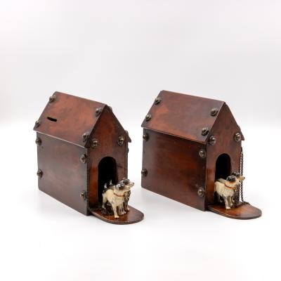 Whimsical Pair of Money Boxes with Jack Russell Doghouses English circa 1900 