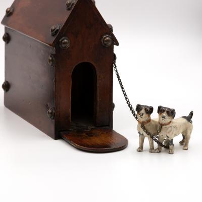 Whimsical Pair of Money Boxes with Jack Russell Doghouses English circa 1900 